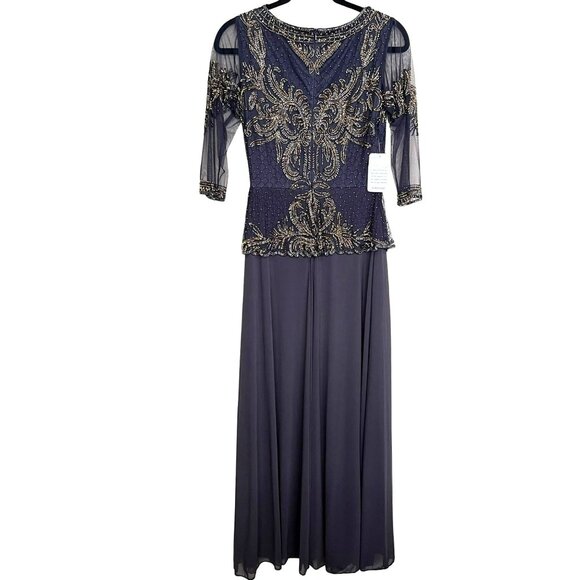 Pisarro Nights Maxi Dress Sequins Beaded Embellished Evening Gown Dress Sz 4 NWT - Picture 8 of 10